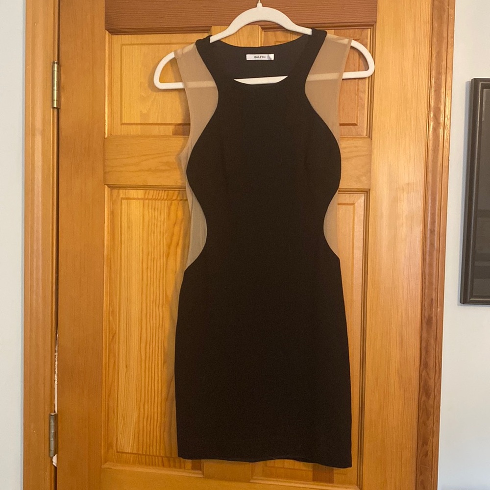 Bailey 44 black knit dress w/ nude mesh cut outs. Size M, slightly stretchy.